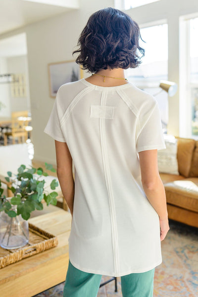 Ivory Side Slit Short Sleeve Top