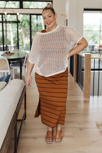 Rust Striped Maxi Dress