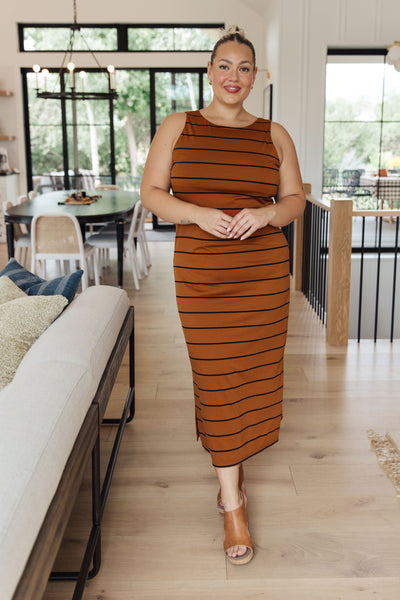 Rust Striped Maxi Dress