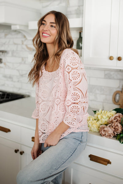 Lace Surprise Blouse In Pink