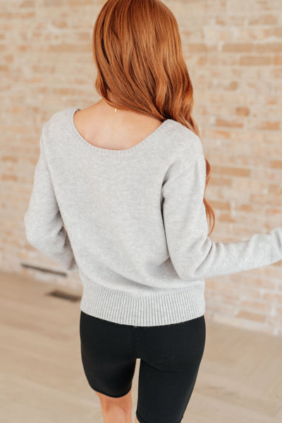 Gray Reversible Faux Wrap Sweater