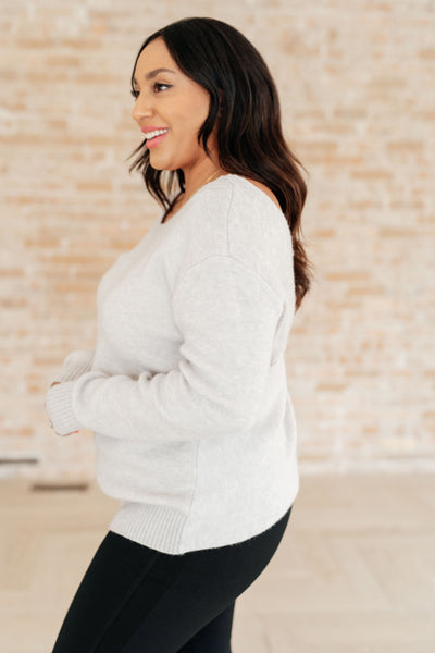 Gray Reversible Faux Wrap Sweater