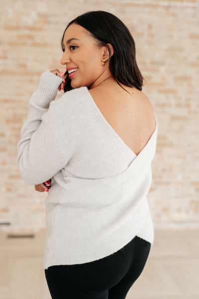 Gray Reversible Faux Wrap Sweater