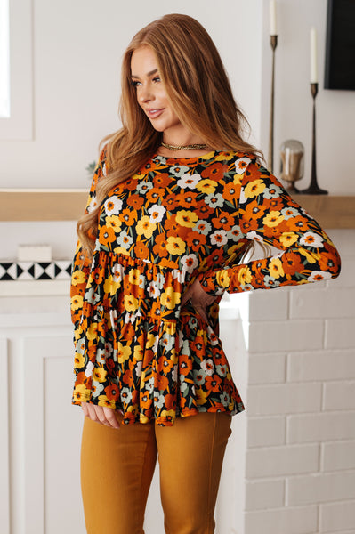 Fall Floral Babydoll Top