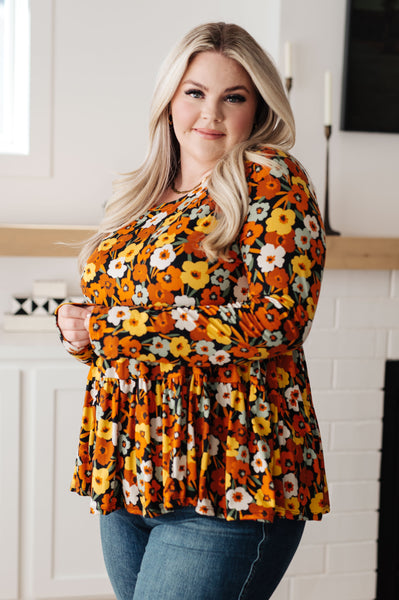 Fall Floral Babydoll Top