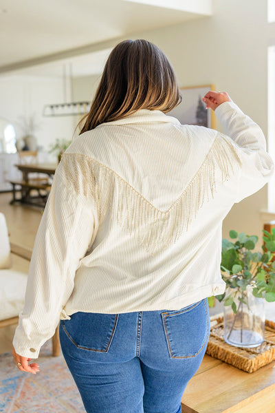 White Rhinestone Fringe Jacket