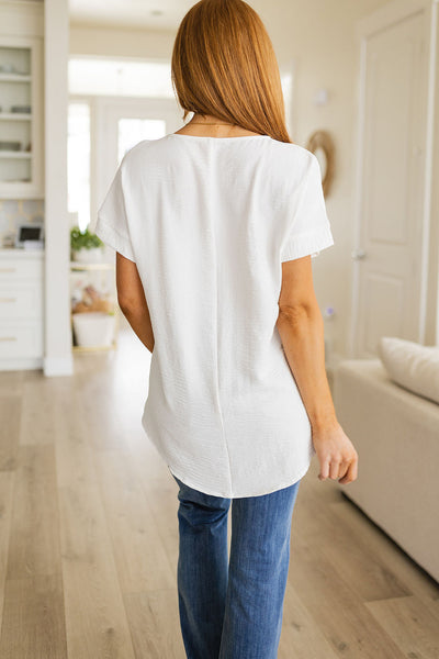 Crinkle V Top in White