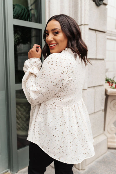 Madeline Polkadot Top in Ivory