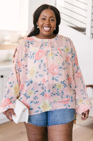Maisy Floral Blouse in Peach