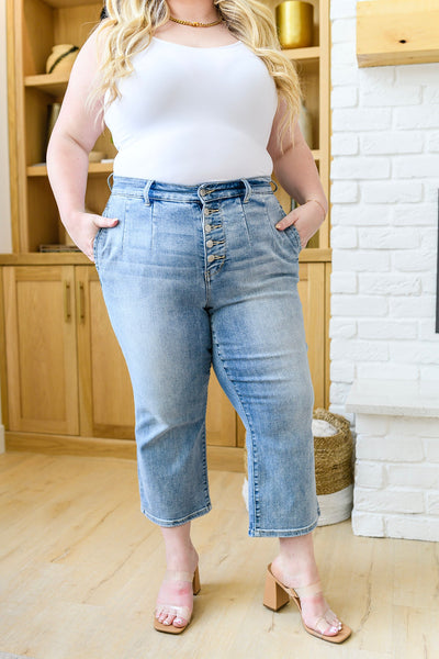 Judy Blue  High Rise Vintage Wide Leg Crop Jeans