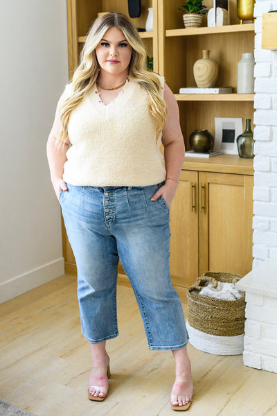 Judy Blue  High Rise Vintage Wide Leg Crop Jeans