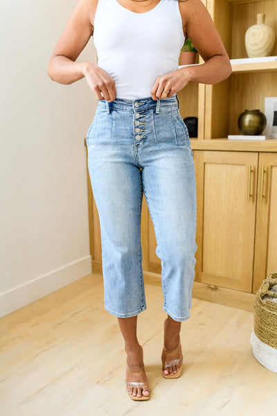 Judy Blue  High Rise Vintage Wide Leg Crop Jeans