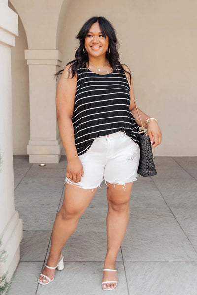 Marina Stripe Tank in Black
