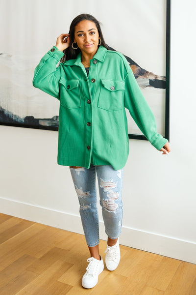 Green Fleece Shacket