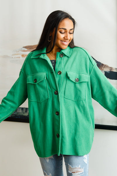 Green Fleece Shacket