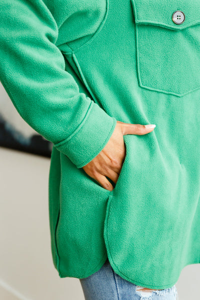 Green Fleece Shacket
