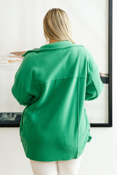 Green Fleece Shacket