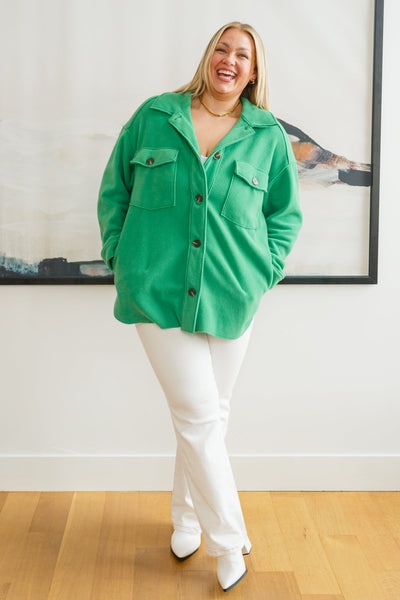 Green Fleece Shacket