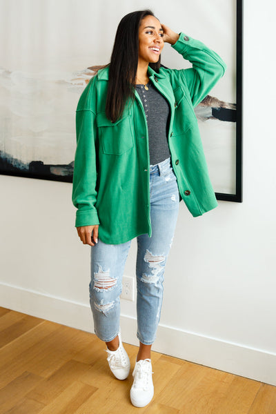 Green Fleece Shacket