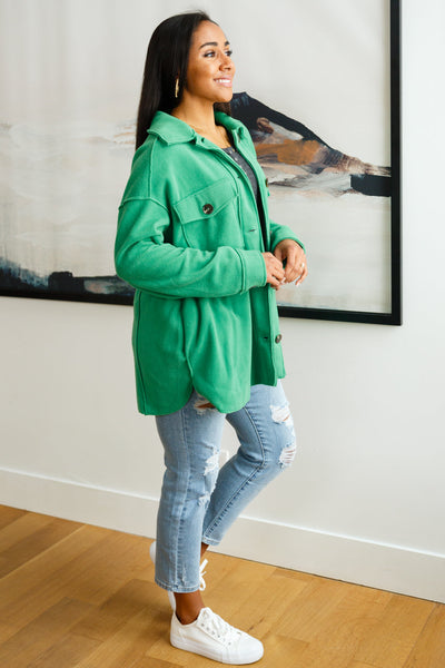 Green Fleece Shacket