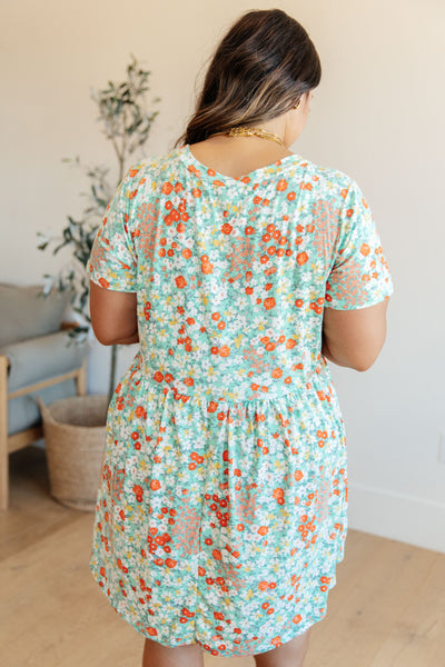 Mint Brushed Floral Dress