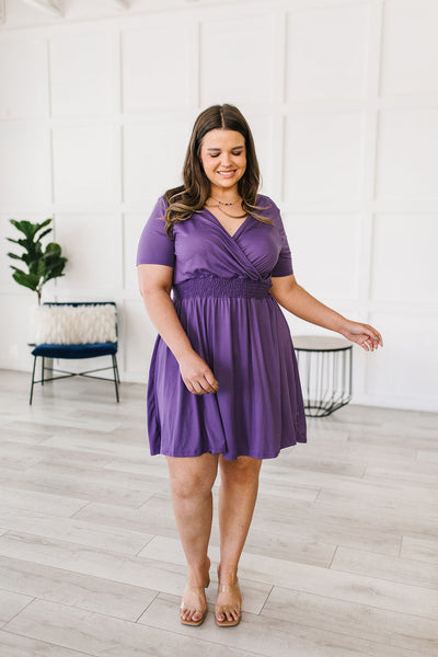 Purple V-Neck Dress