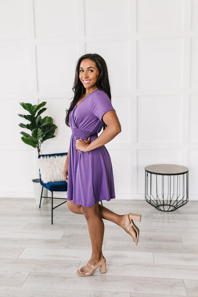 Purple V-Neck Dress