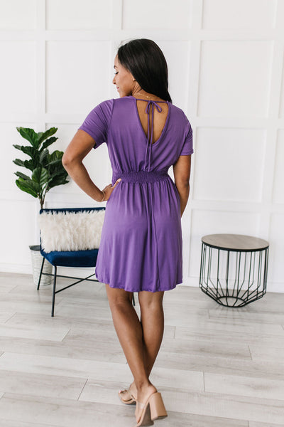 Purple V-Neck Dress