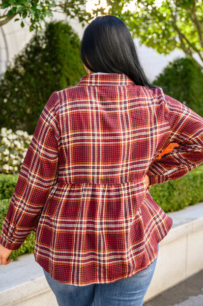Music In Me Plaid Button Up In Burgundy