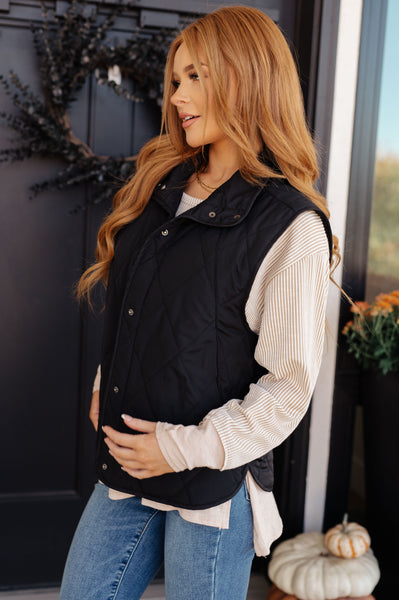 Puffer Quilted Vest in Black