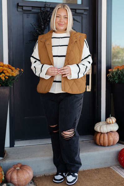 Puffer Quilted Vest in Camel