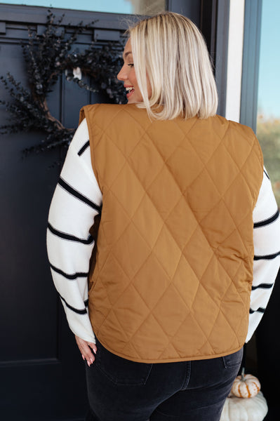Puffer Quilted Vest in Camel