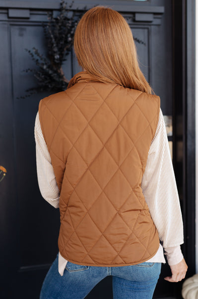 Puffer Quilted Vest in Camel