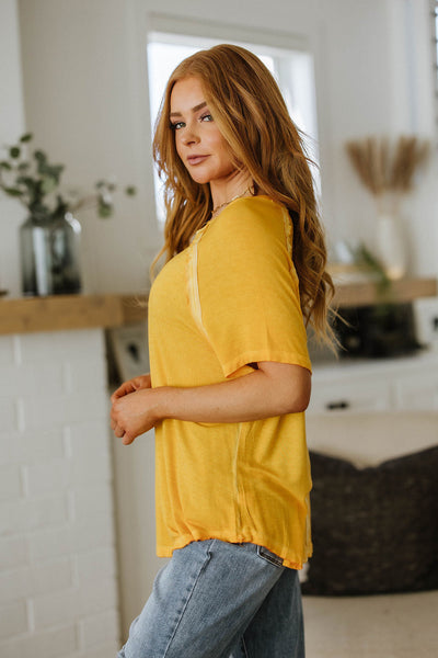 Mineral Wash T Shirt Yellow