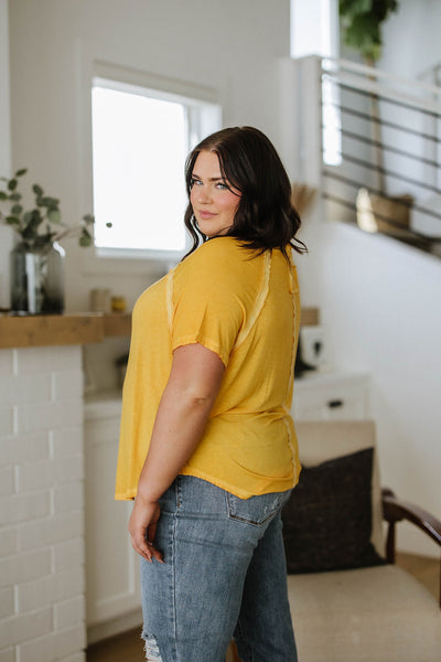 Mineral Wash T Shirt Yellow