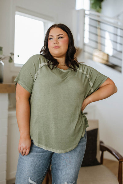 Mineral Wash T Shirt in Olive