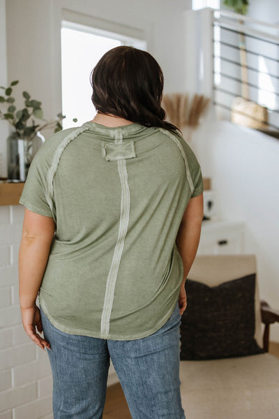 Mineral Wash T Shirt in Olive