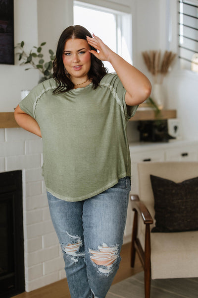 Mineral Wash T Shirt in Olive