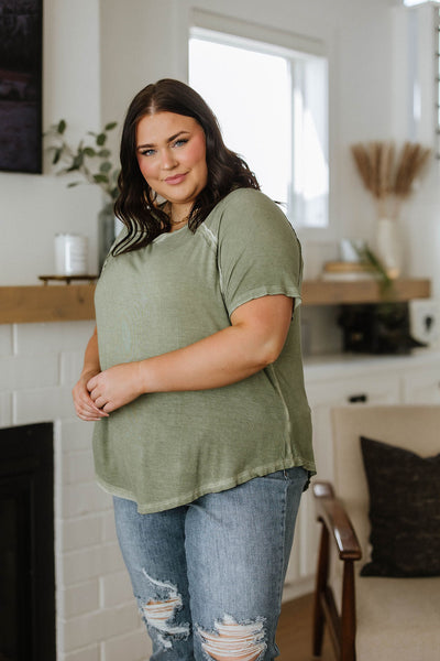 Mineral Wash T Shirt in Olive