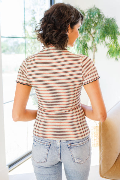 Striped Mock Neck Top