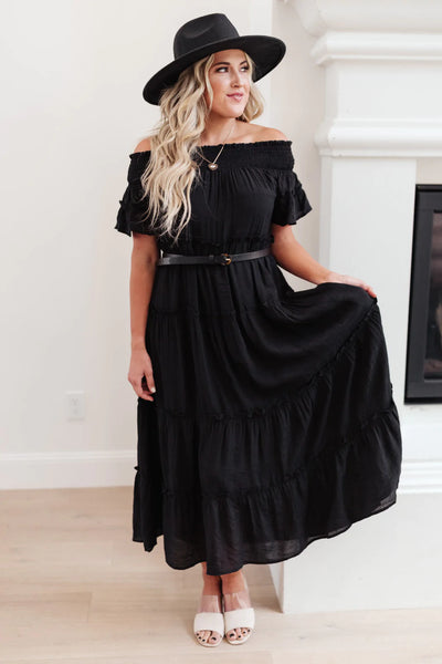 Olivia Tiered Maxi Dress in Black
