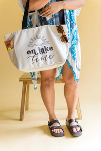 On Lake Time Zippered Tote