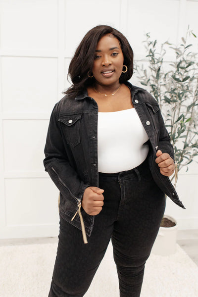 On The Fringe Jacket in Ash Black
