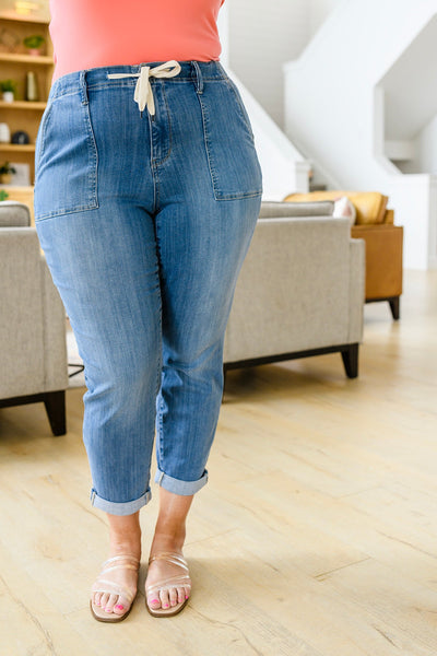 Judy Blue Mid-Wash Pull On Denim Joggers