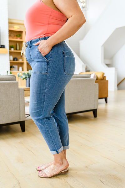 Judy Blue Mid-Wash Pull On Denim Joggers