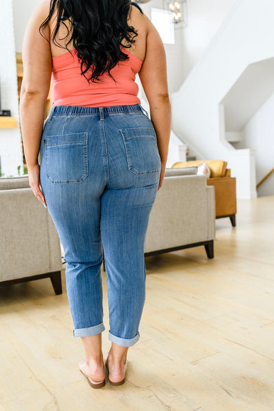 Judy Blue Mid-Wash Pull On Denim Joggers
