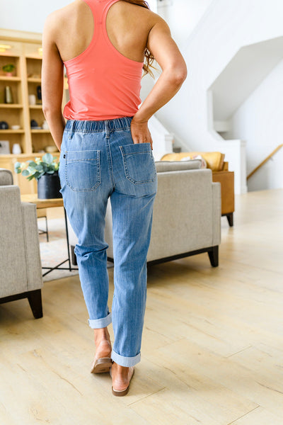 Judy Blue Mid-Wash Pull On Denim Joggers