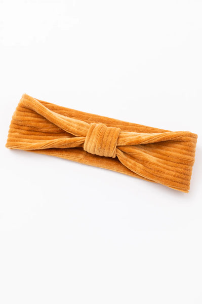 Perfect Plush Corduroy Headband In Pumpkin