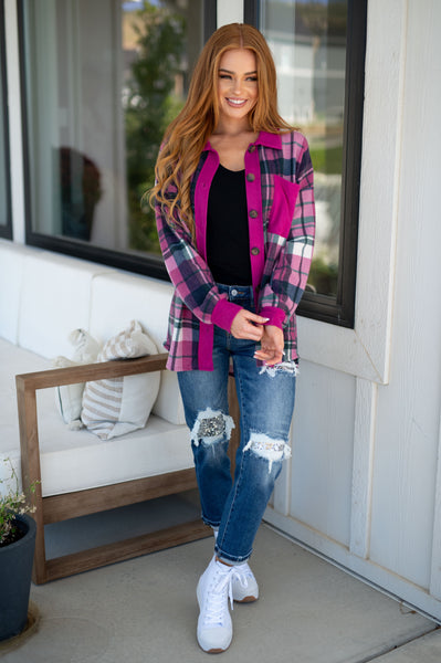 Magenta Plaid Shacket