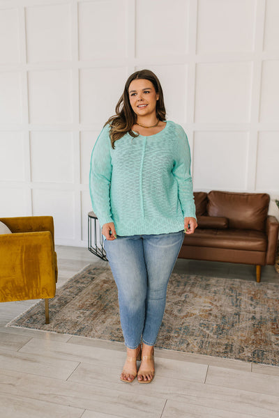 Slouchy Knit Top in Aqua